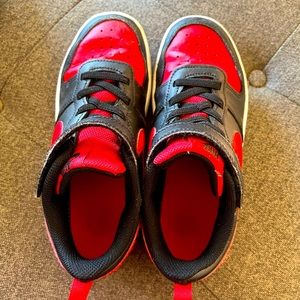 Boys Nike Air Force 1s. Red and Black.